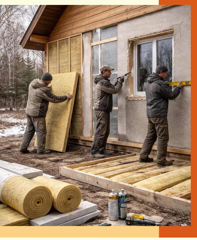 Утепление дачного дома в Новокуйбышевске от 4865 руб/м2 — недорого | ТепломастерНвб