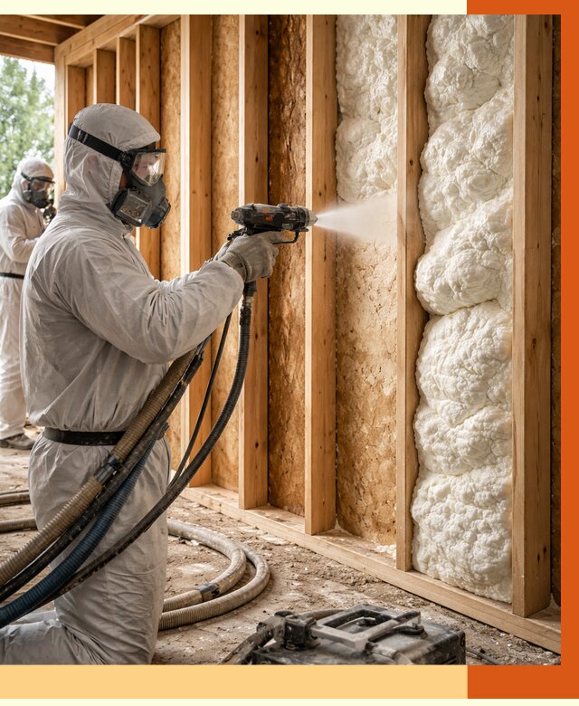 Утепление каркасного дома ППУ в Новокуйбышевске от 2868 руб./м2 — работа под ключ | ТепломастерНвб