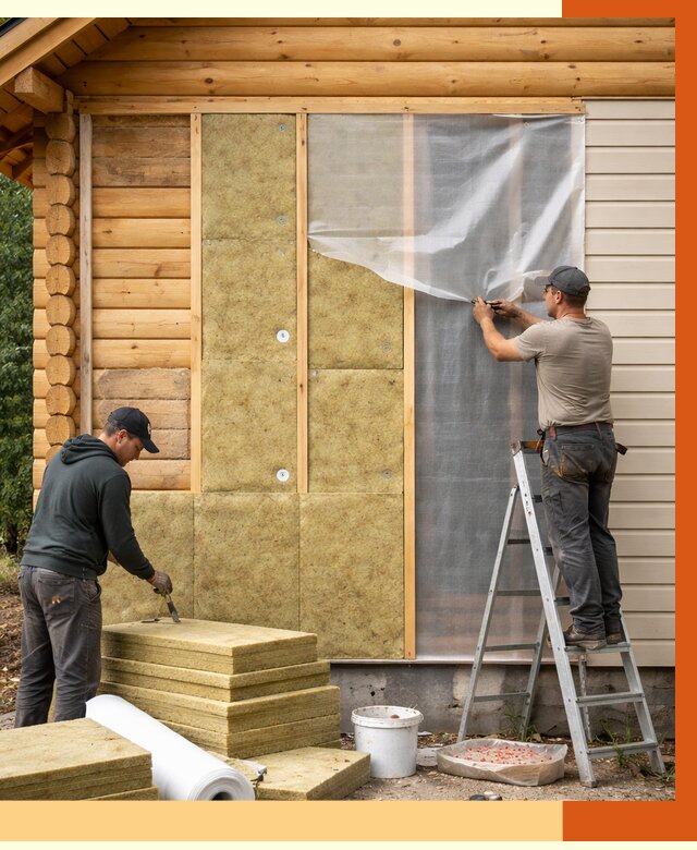 Утепление дома из бруса в Новокуйбышевске от 3841 руб./м2 — работы под ключ | ТепломастерНвб