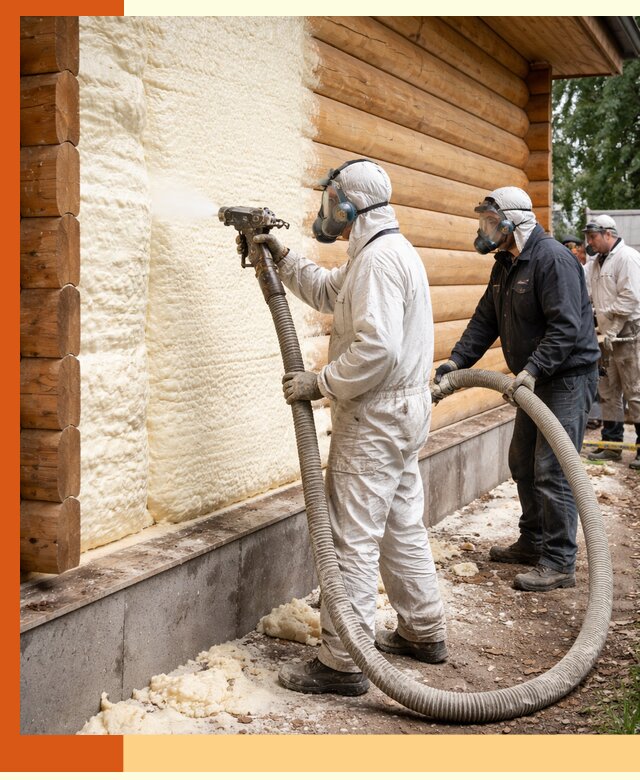Утепление дома из бруса пенополиуретаном в Новокуйбышевске