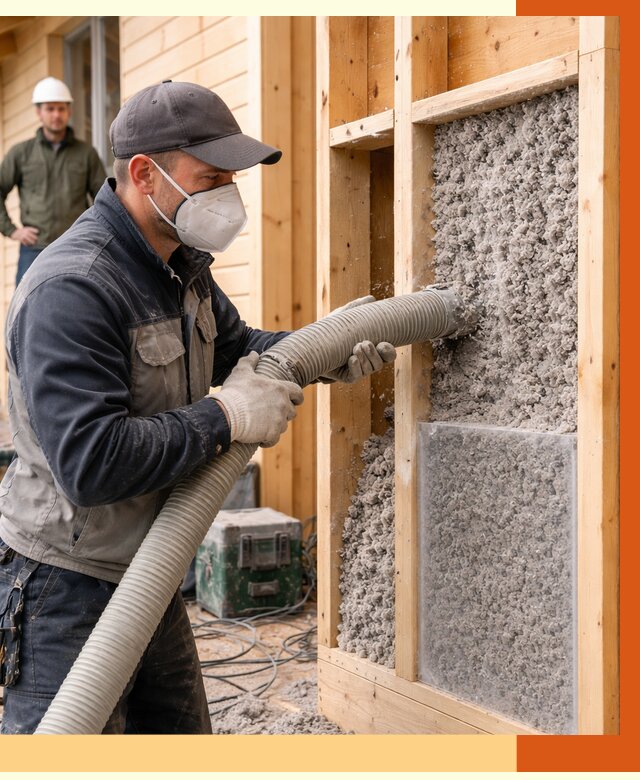 Утепление дома из бруса эковатой в Новокуйбышевске от 1895 руб/м2 | ТепломастерНвб