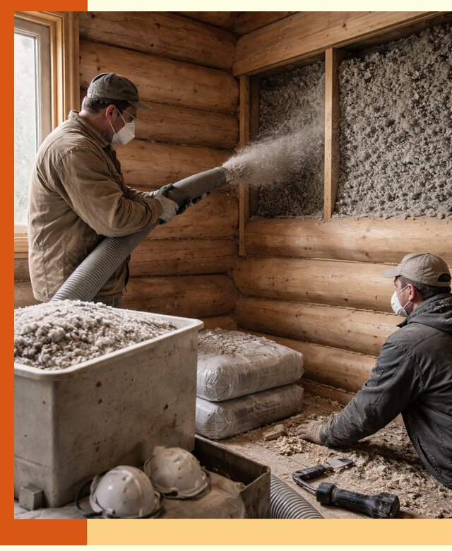 Утепление дома из бруса эковатой в Новокуйбышевске