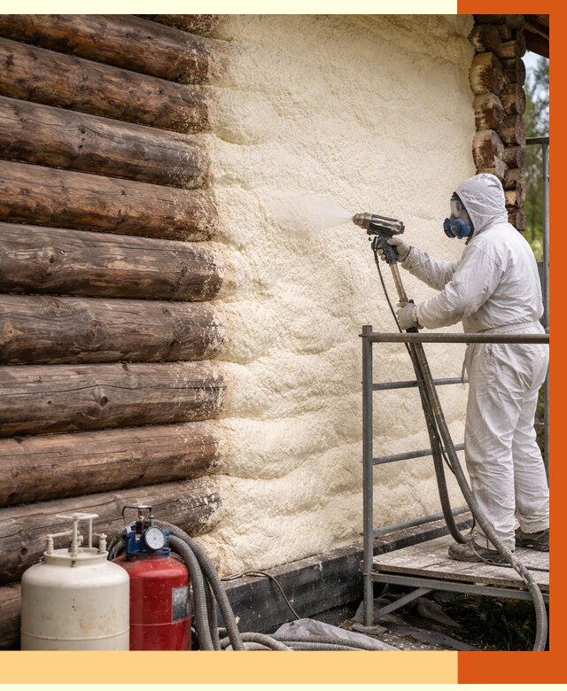 Утепление бревенчатого дома ППУ в Новокуйбышевске под ключ от 6401 руб. | ТепломастерНвб