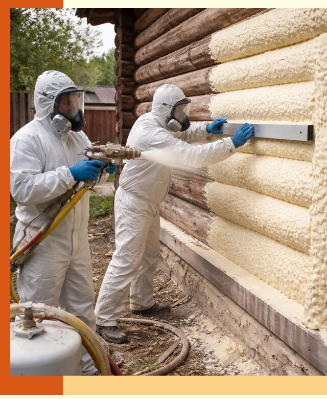 Утепление бревенчатого дома ППУ в Новокуйбышевске эффективной изоляцией