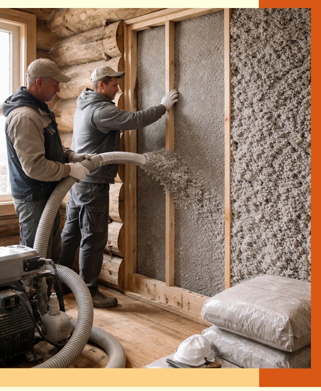 Утепление бревенчатого дома эковатой в Новокуйбышевске от 2817 руб. | ТепломастерНвб