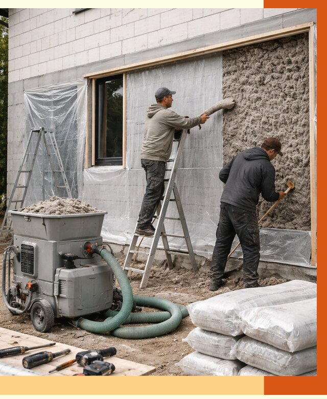 Утепление дома из газобетона эковатой в Новокуйбышевске от 4609 руб./м2 | ТепломастерНвб