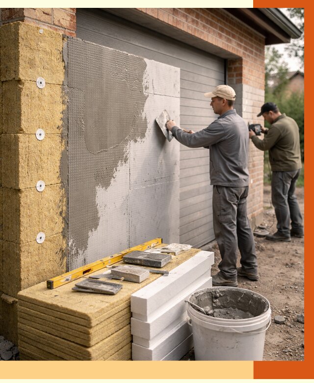 Утепление гаража снаружи в Новокуйбышевске от 4302 руб. за м2 — наружное утепление под ключ | ТепломастерНвб