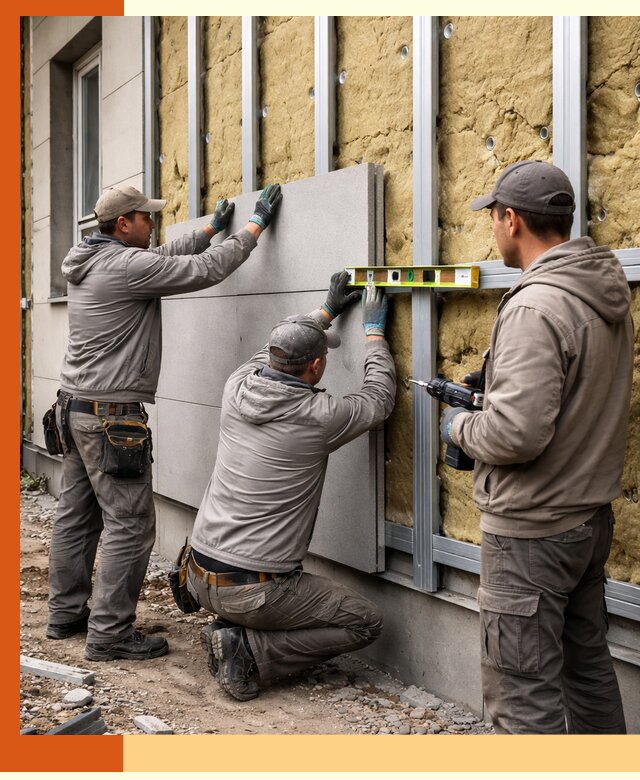Утепление вентилируемого фасада под ключ в Новокуйбышевске