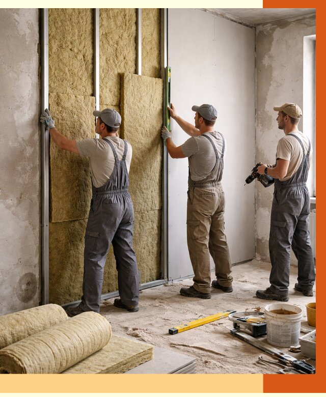 Утепление стен изнутри в Новокуйбышевске от 2304 руб/м² под ключ | ТепломастерНвб