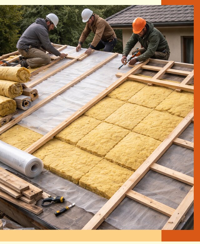 Утепление скатной крыши в Новокуйбышевске от 1280 руб./м2 под ключ | ТепломастерНвб