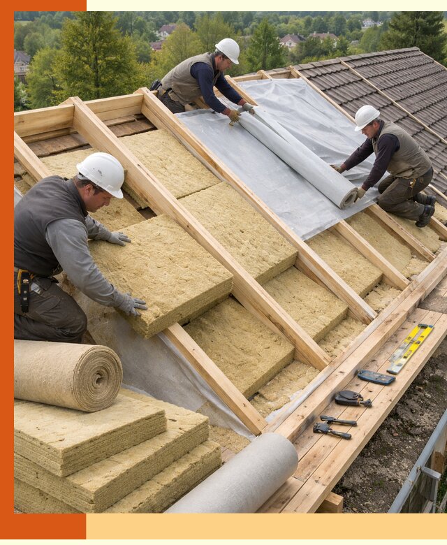 Утепление скатной крыши в Новокуйбышевске качественно и надёжно