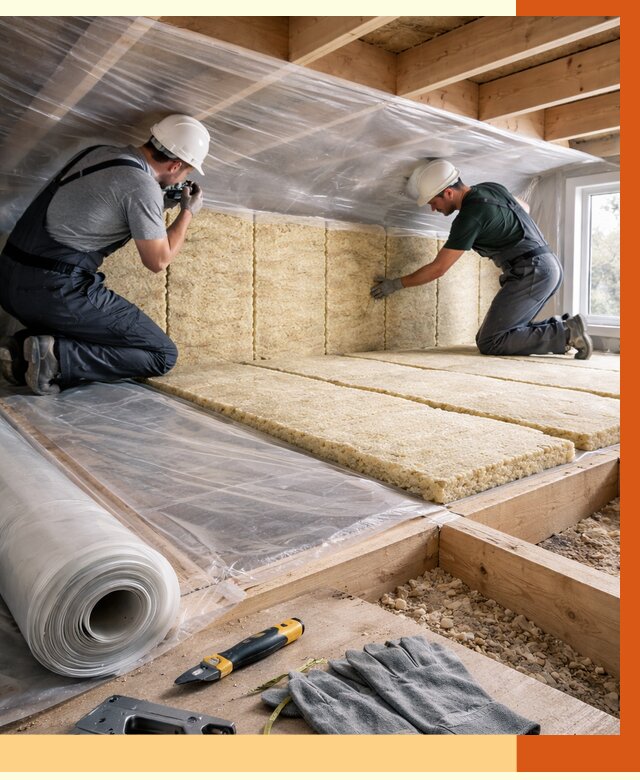 Утепление перекрытий в Новокуйбышевске от 2919 руб/м2 — утепление межэтажных и чердачных | ТепломастерНвб