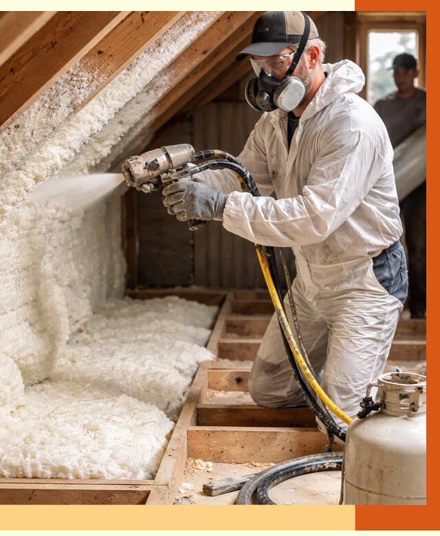 Утепление чердака ППУ в Новокуйбышевске от 8829 руб./м2 — услуга под ключ | ТепломастерНвб