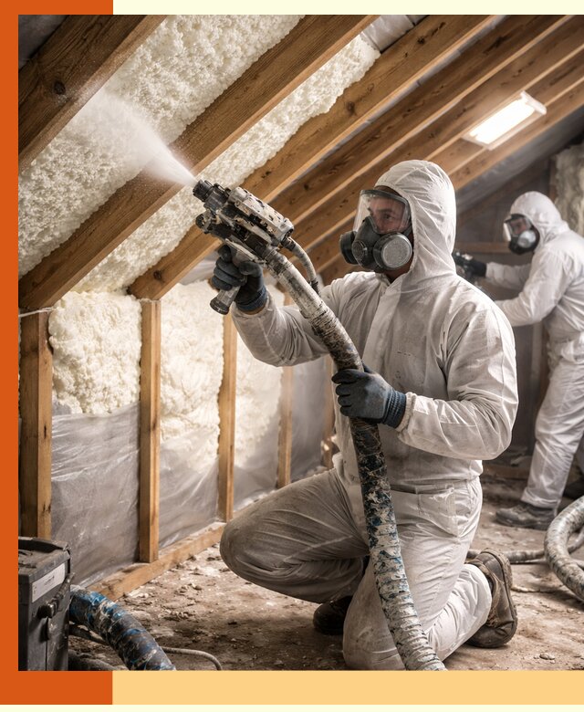 Утепление чердака пенополиуретаном (ППУ) в Новокуйбышевске