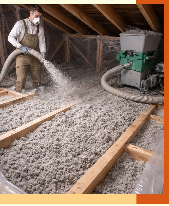 Утепление чердака эковатой в Новокуйбышевске от 1485 руб/м2 — заказать у ТепломастерНвб