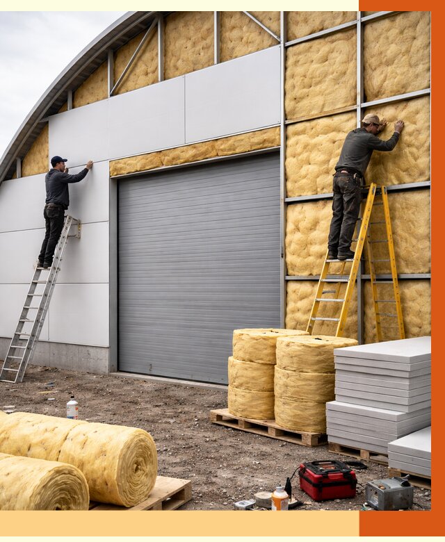 Утепление ангара пенополиуретаном в Новокуйбышевске от 7374 руб./м² — комплекс от ТепломастерНвб