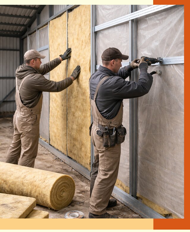 Утепление металлического ангара в Новокуйбышевске от 4865 руб/м2 — услуги под ключ | ТепломастерНвб