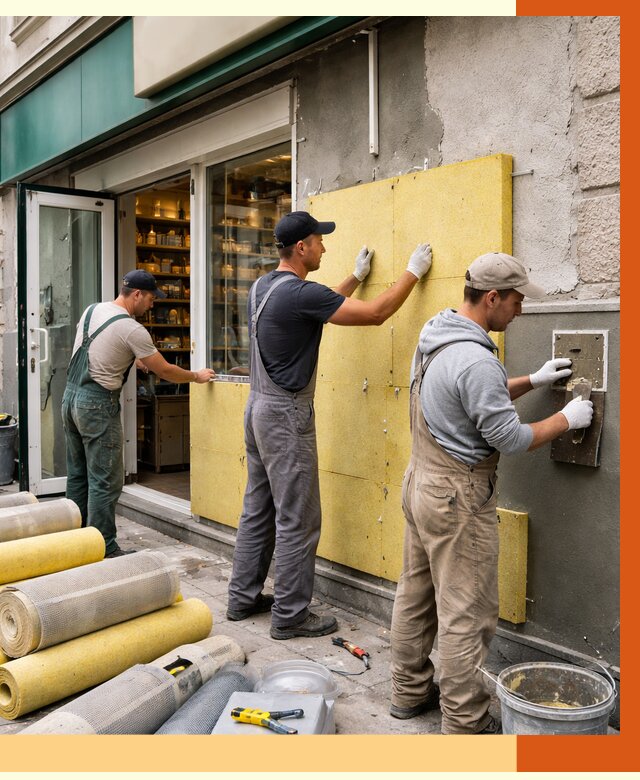 Утепление магазина в Новокуйбышевске от 4609 руб/м2 — цена, стены и снаружи | ТепломастерНвб