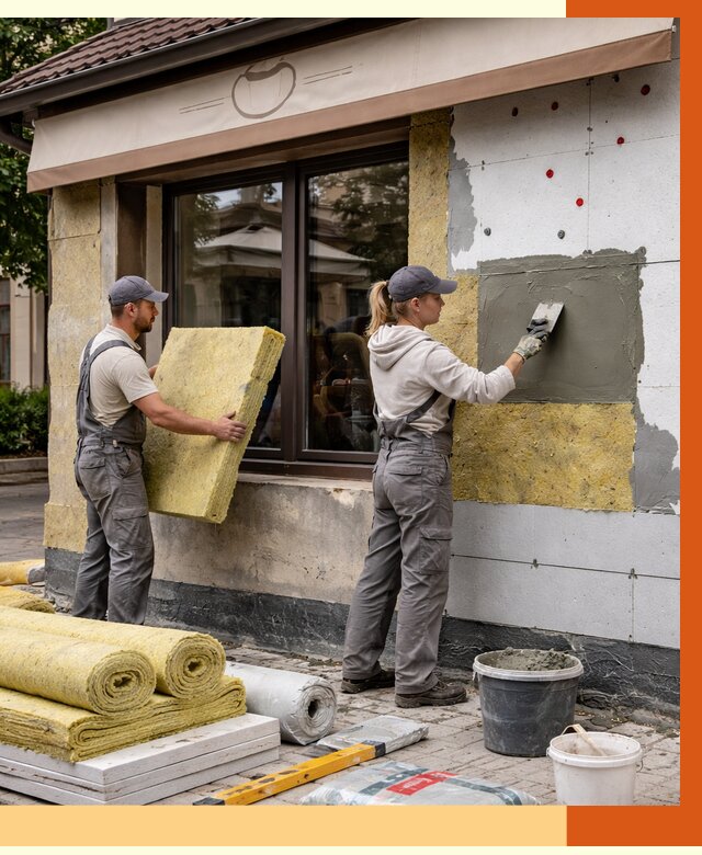 Утепление кафе в Новокуйбышевске от 4302 руб/м2 — комплексно под ключ | ТепломастерНвб