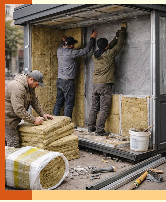 Утепление павильона шаурмы под ключ в Новокуйбышевске