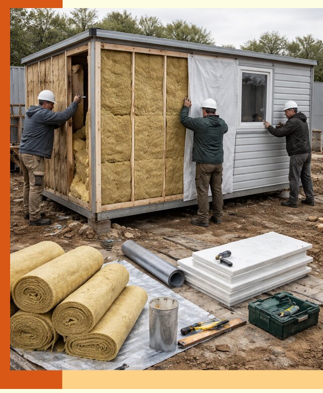 Утепление строительной бытовки под ключ в Новокуйбышевске для любых условий