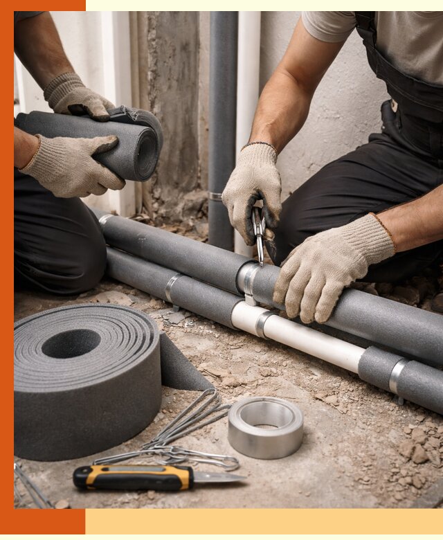 Утепление труб водоснабжения в Новокуйбышевске — монтаж и защита сети