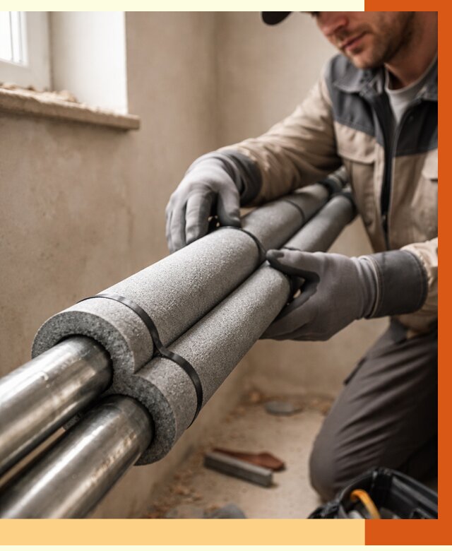 Утепление труб отопления в Новокуйбышевске от 2919 руб. за м² — услуги под ключ | ТепломастерНвб