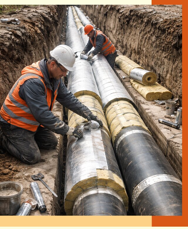 Утепление теплотрассы в Новокуйбышевске от 4609 руб./м2 — ппу и комплексная изоляция | ТепломастерНвб