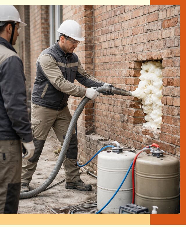 Заливка ППУ в пустоты кирпичной стены в Новокуйбышевске от 2817 руб. | ТепломастерНвб