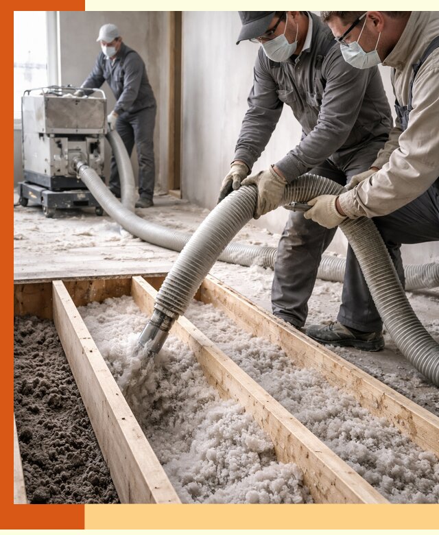 Заполнение полостей межэтажного перекрытия в Новокуйбышевске эффективно и герметично