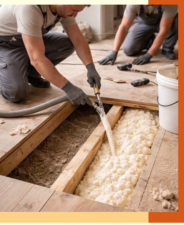 Заполнение пустот пола в Новокуйбышевске от 2765 руб. — утепление пустот пола под ключ | ТепломастерНвб
