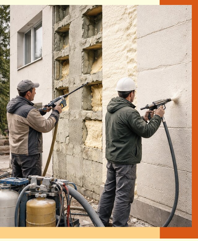 Заполнение пустот фасада в Новокуйбышевске от 4609 руб. — утепление пустот облицовки | ТепломастерНвб