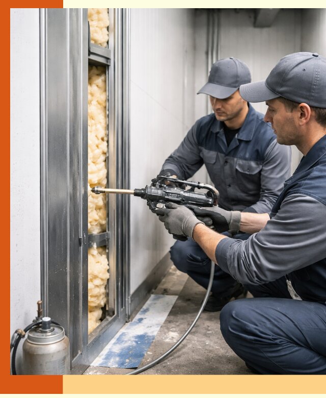 Заполнение пустот холодильных панелей в Новокуйбышевске специализированной пеной