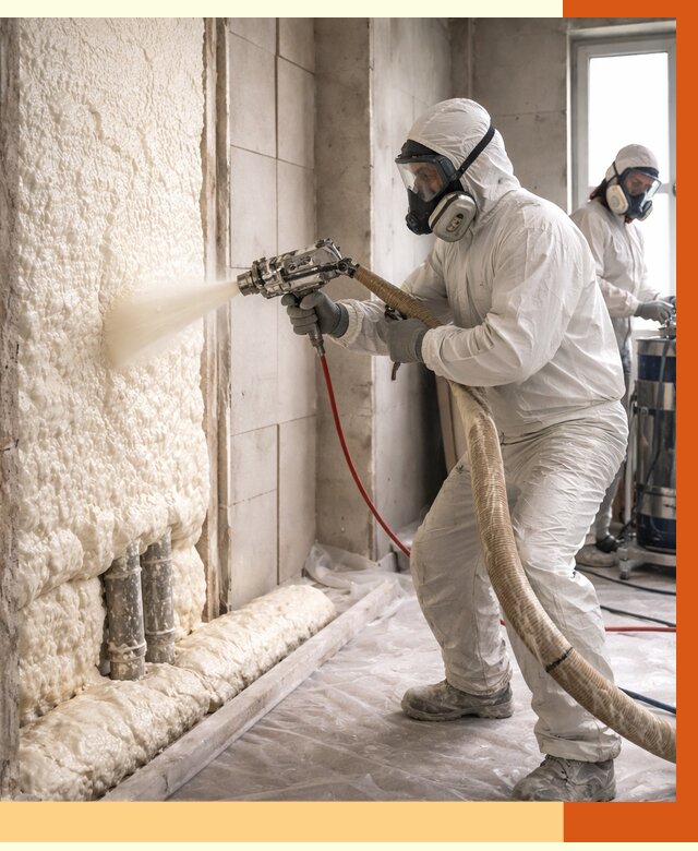 Напыление пенополиуретана в Новокуйбышевске от 7682 руб./м2 — услуги и монтаж ППУ | ТепломастерНвб