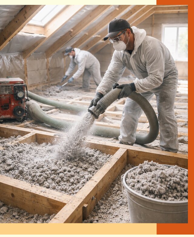 Утепление эковатой в Новокуйбышевске от 3021 руб./м2 — монтаж и задувка | ТепломастерНвб