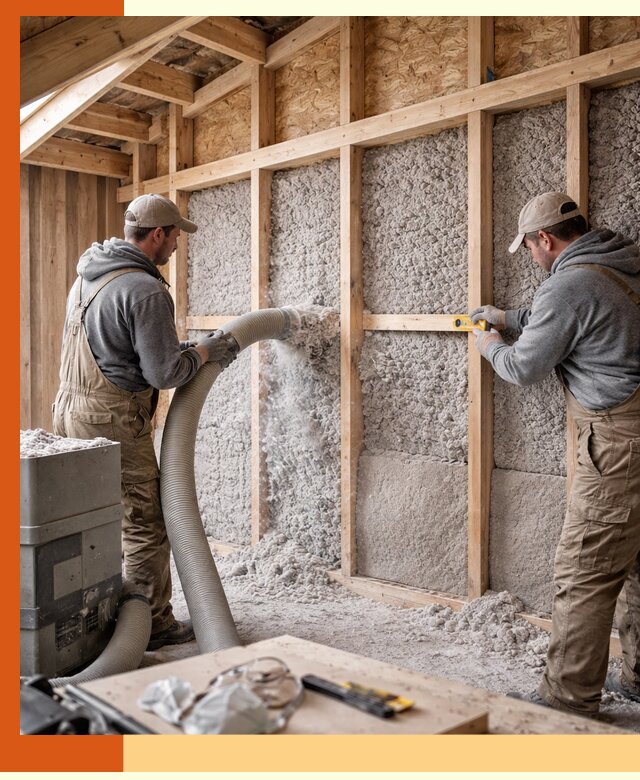 Утепление эковатой стен, потолков и перекрытий в Новокуйбышевске