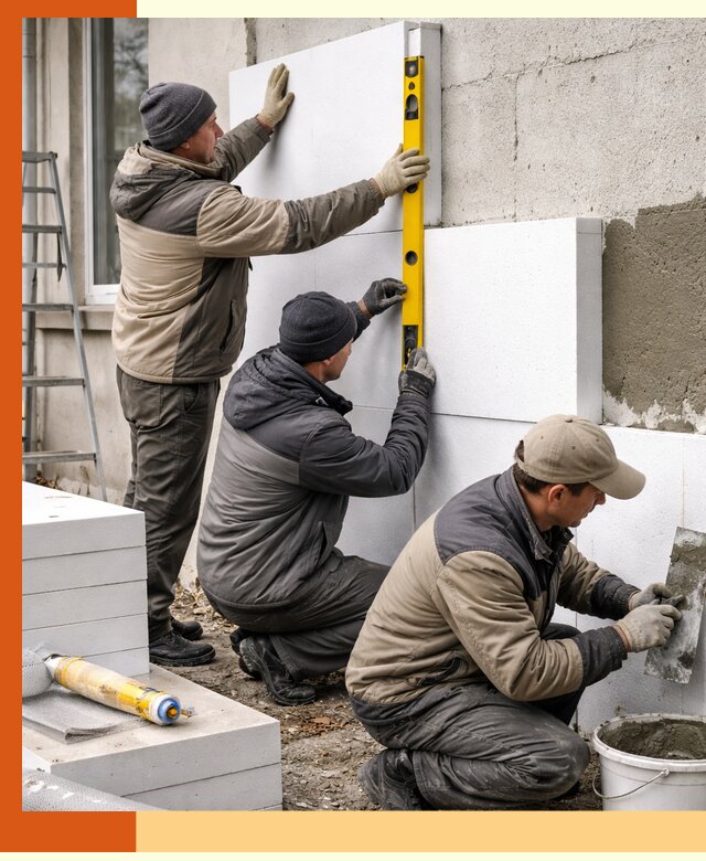 Утепление пенопластом наружных стен и фасадов в Новокуйбышевске