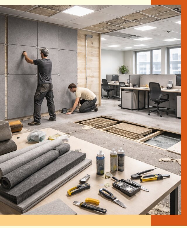 Профессиональная шумоизоляция офиса в Новокуйбышевске от 6913 руб. за м2 | ТепломастерНвб