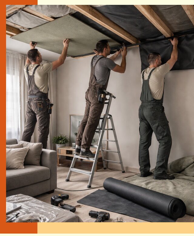 Шумоизоляция потолка в Новокуйбышевске — профессиональное устранение шумов