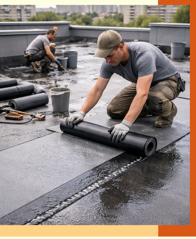 Гидроизоляция плоской кровли в Новокуйбышевске от 4609 руб./м2 — профессионально | ТепломастерНвб