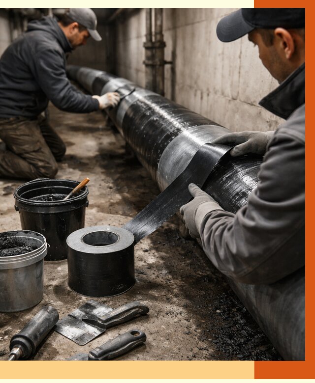 Гидроизоляция труб в Новокуйбышевске от 2561 руб. — профессиональная герметизация | ТепломастерНвб