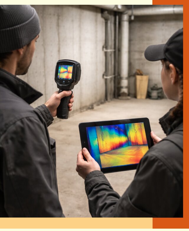 Тепловизионное обследование подвала в Новокуйбышевске от 4609 руб. — проверка гидроизоляции | ТепломастерНвб