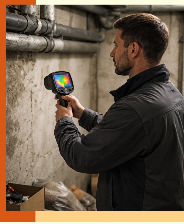 Тепловизионное обследование подвала в Новокуйбышевске для поиска утечек тепла