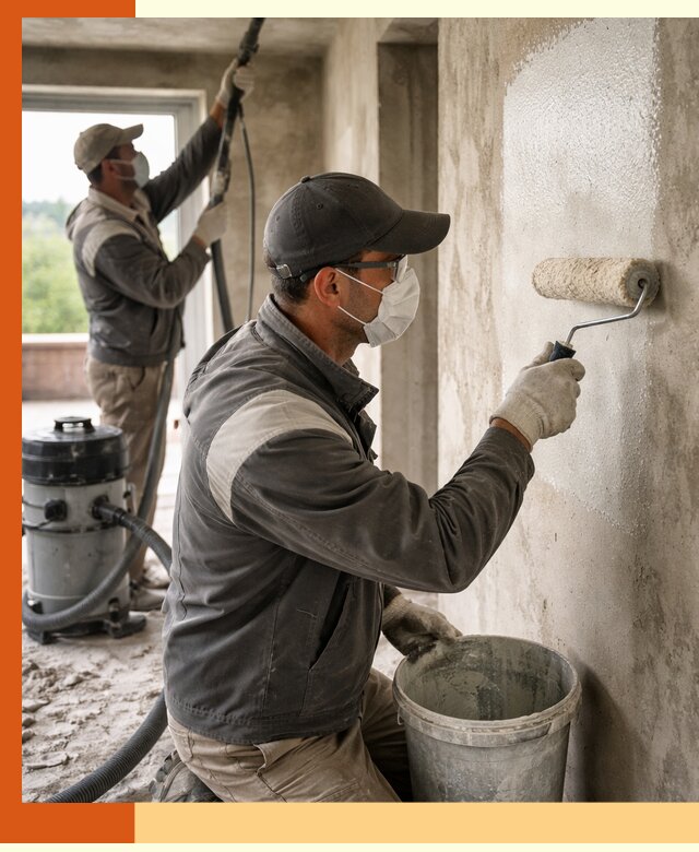 Подготовка поверхности под напыление утеплителя в Новокуйбышевске