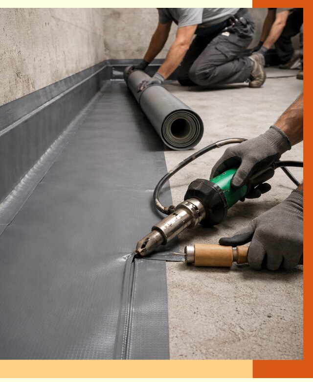 Монтаж гидроизоляционной мембраны в Новокуйбышевске от 1019 руб/м2 | ТепломастерНвб