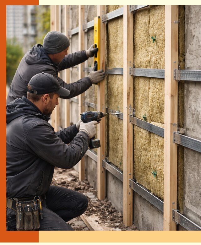 Монтаж обрешетки под утепление зданий и квартир в Новокуйбышевске